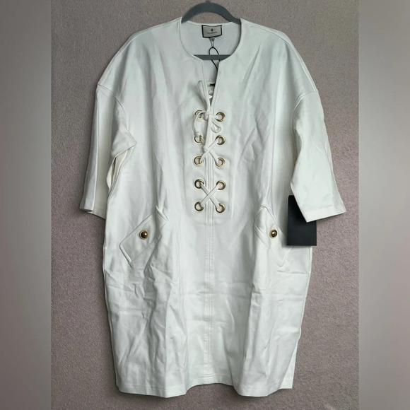 Tuckernuck White Lace Up Sheath Dress-Women’s XL-Preppy-Bridal-Wedding-Bride-NEW - Picture 3 of 13